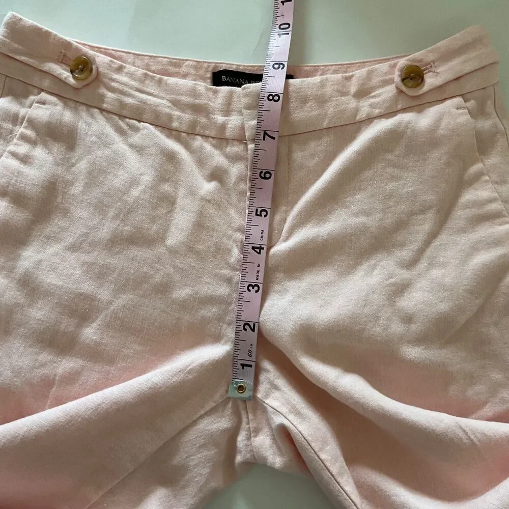 Banana Republic Avery Peach Linen Blend Tailored Ankle Pants 00 Petite Office